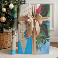 Antigua And Barbuda Christmas Wrapping Paper Magnificent Frigatebird Dabbing Santa - Wonder Print Shop