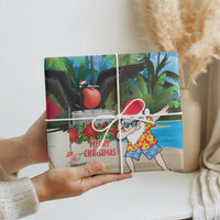 Antigua And Barbuda Christmas Wrapping Paper Magnificent Frigatebird Dabbing Santa - Wonder Print Shop