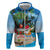 Antigua And Barbuda Christmas Zip Hoodie Magnificent Frigatebird Dabbing Santa - Wonder Print Shop
