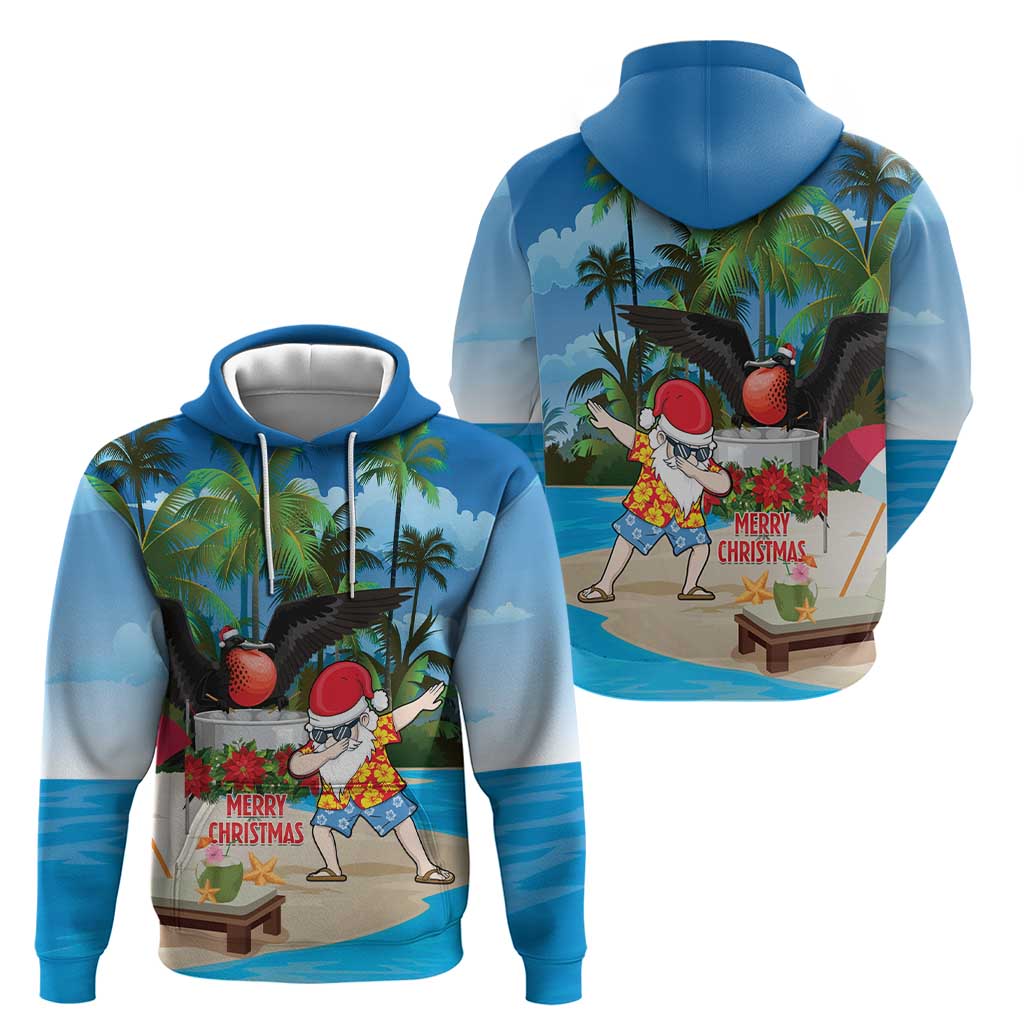 Antigua And Barbuda Christmas Zip Hoodie Magnificent Frigatebird Dabbing Santa - Wonder Print Shop