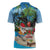 Antigua And Barbuda Christmas Zipper Polo Shirt Magnificent Frigatebird Dabbing Santa - Wonder Print Shop