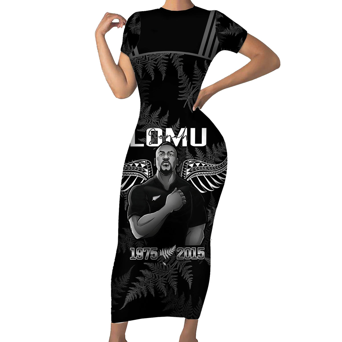 New Zealand Silver Fern Rugby Family Matching Short Sleeve Bodycon Dress and Hawaiian Shirt Aotearoa Godfather Proud Gone But Never Forgotten - Wonder Print Shop