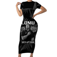 New Zealand Silver Fern Rugby Family Matching Short Sleeve Bodycon Dress and Hawaiian Shirt Aotearoa Godfather Proud Gone But Never Forgotten - Wonder Print Shop