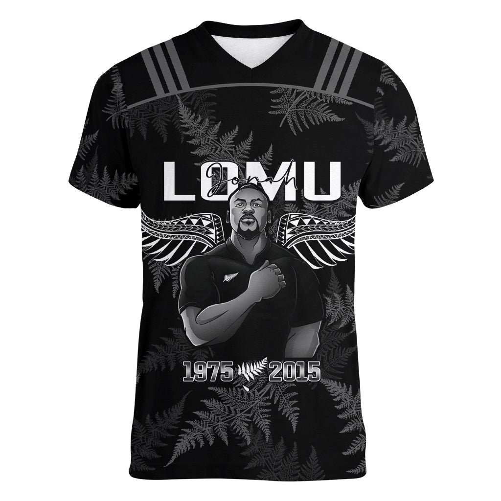 New Zealand Silver Fern Rugby Women V Neck T Shirt Aotearoa Godfather Proud Gone But Never Forgotten - Wonder Print Shop