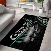 Personalised New Zealand Silver Fern Rugby Area Rug Paua Shell With Champions Trophy History NZ Forever - Wonder Print Shop