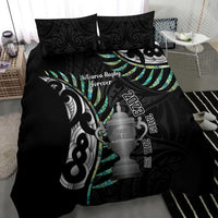 Personalised New Zealand Silver Fern Rugby Bedding Set Paua Shell With Champions Trophy History NZ Forever - Wonder Print Shop
