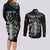 Personalised New Zealand Silver Fern Rugby Couples Matching Long Sleeve Bodycon Dress and Long Sleeve Button Shirt Paua Shell With Champions Trophy History NZ Forever - Wonder Print Shop