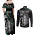 Personalised New Zealand Silver Fern Rugby Couples Matching Off Shoulder Maxi Dress and Long Sleeve Button Shirt Paua Shell With Champions Trophy History NZ Forever - Wonder Print Shop