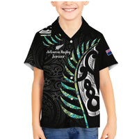 Personalised New Zealand Silver Fern Rugby Family Matching Mermaid Dress and Hawaiian Shirt Paua Shell With Champions Trophy History NZ Forever - Wonder Print Shop