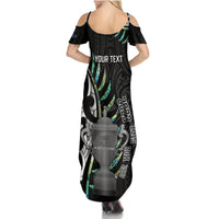 Personalised New Zealand Silver Fern Rugby Family Matching Summer Maxi Dress and Hawaiian Shirt Paua Shell With Champions Trophy History NZ Forever - Wonder Print Shop