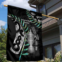 Personalised New Zealand Silver Fern Rugby Garden Flag Paua Shell With Champions Trophy History NZ Forever - Wonder Print Shop