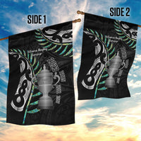 Personalised New Zealand Silver Fern Rugby Garden Flag Paua Shell With Champions Trophy History NZ Forever - Wonder Print Shop