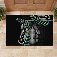 Personalised New Zealand Silver Fern Rugby Rubber Doormat Paua Shell With Champions Trophy History NZ Forever - Wonder Print Shop