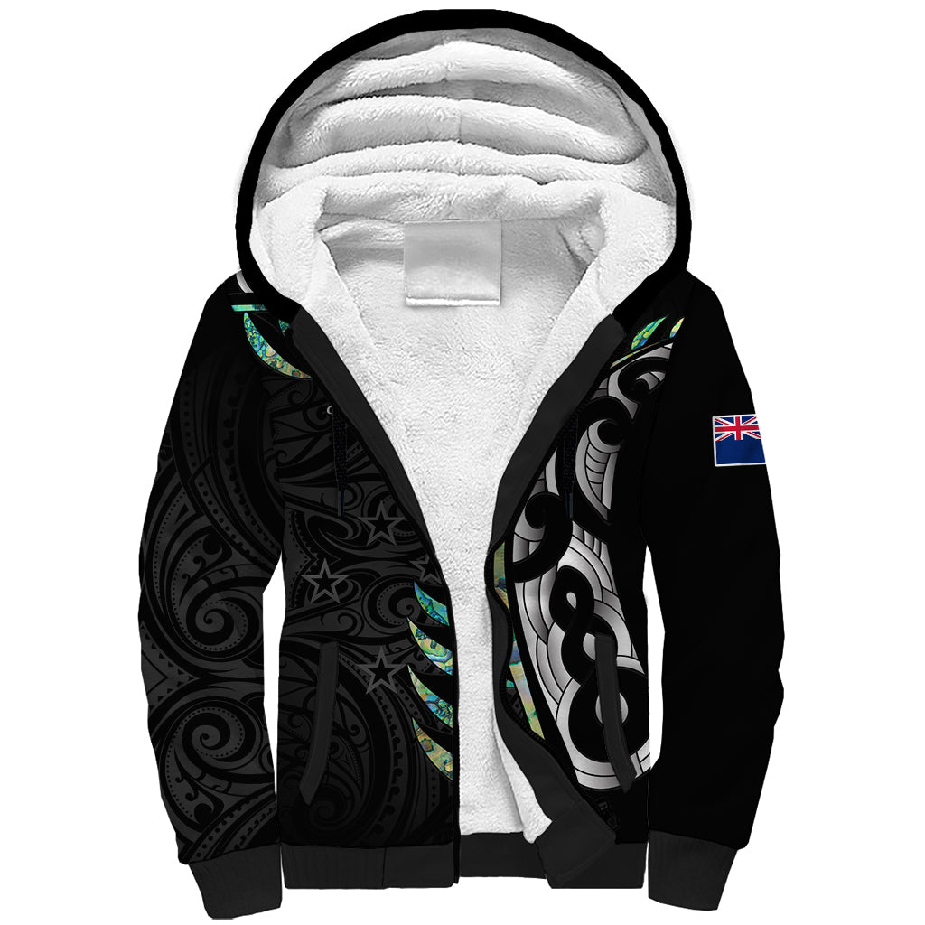 Personalised New Zealand Silver Fern Rugby Sherpa Hoodie Paua Shell With Champions Trophy History NZ Forever - Wonder Print Shop