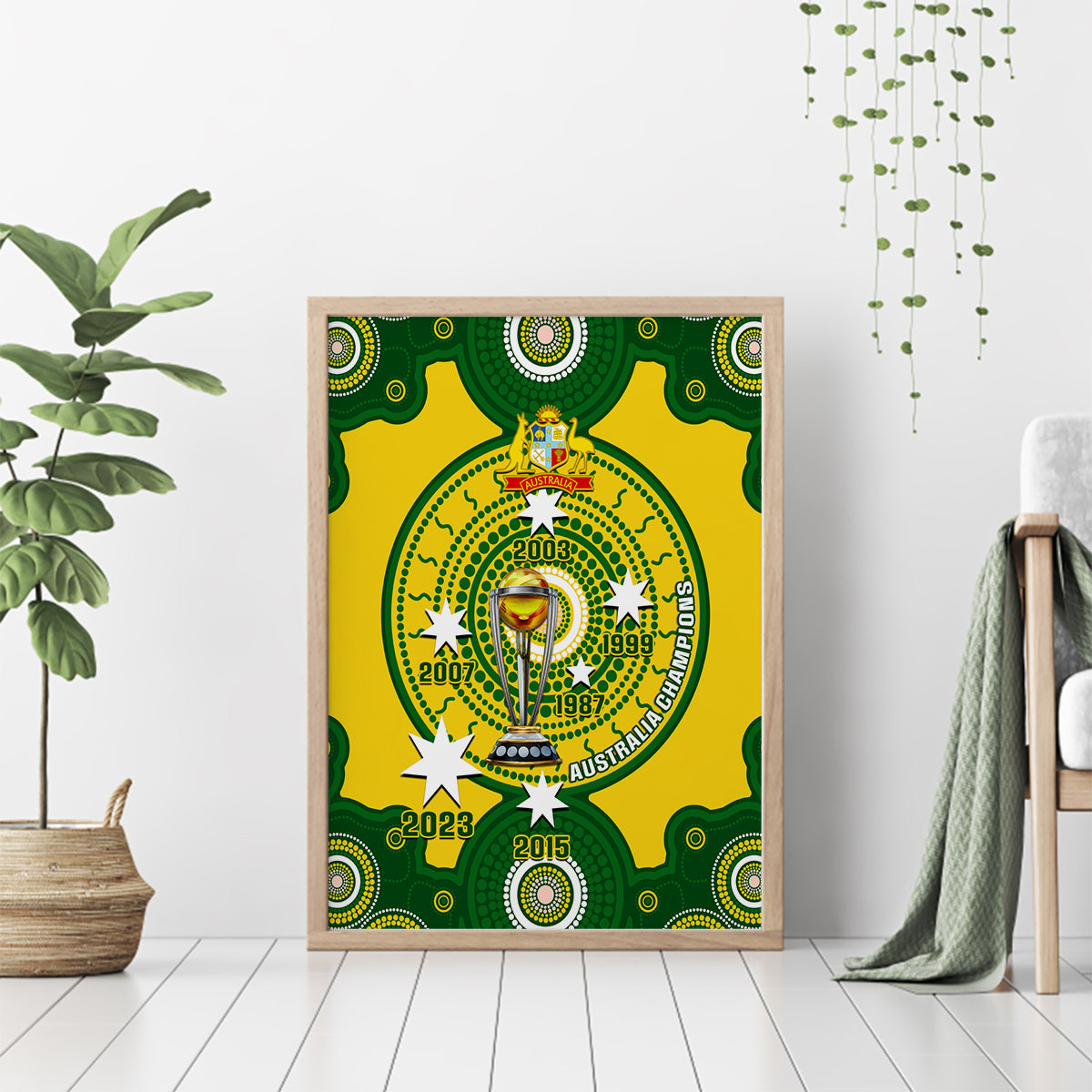 Australia Cricket Canvas Wall Art 2023 World Cup 6th Champions Trophy National Color - Wonder Print Shop