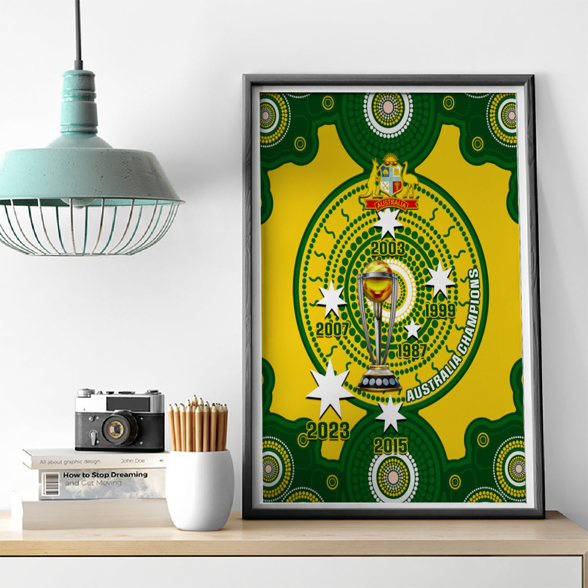 Australia Cricket Canvas Wall Art 2023 World Cup 6th Champions Trophy National Color - Wonder Print Shop