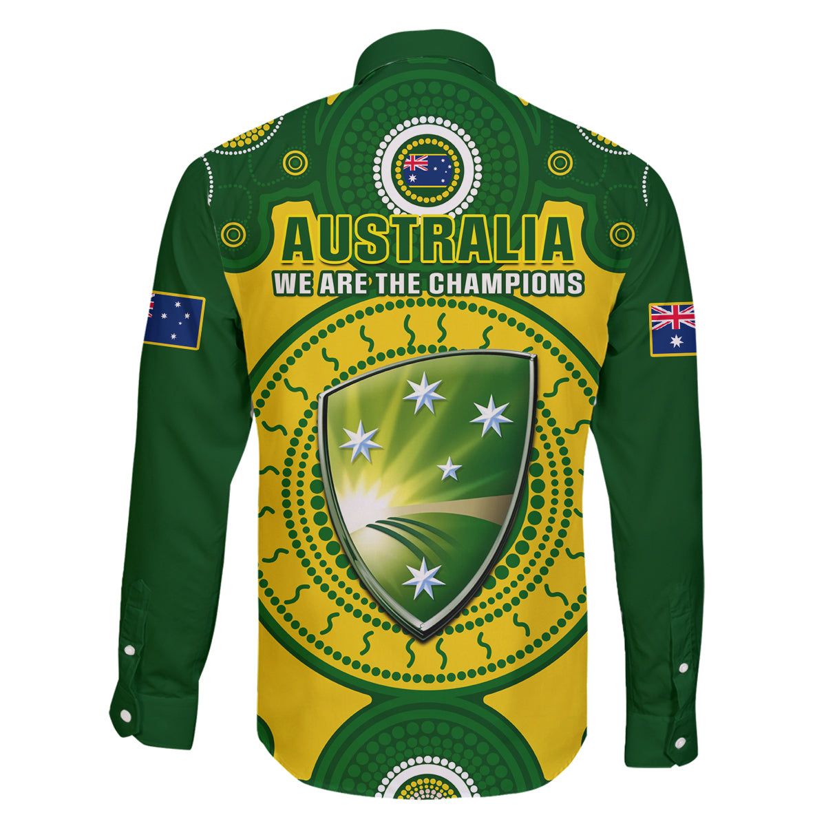 Australia Cricket Family Matching Puletasi Dress and Hawaiian Shirt 2023 World Cup 6th Champions Trophy National Color - Wonder Print Shop