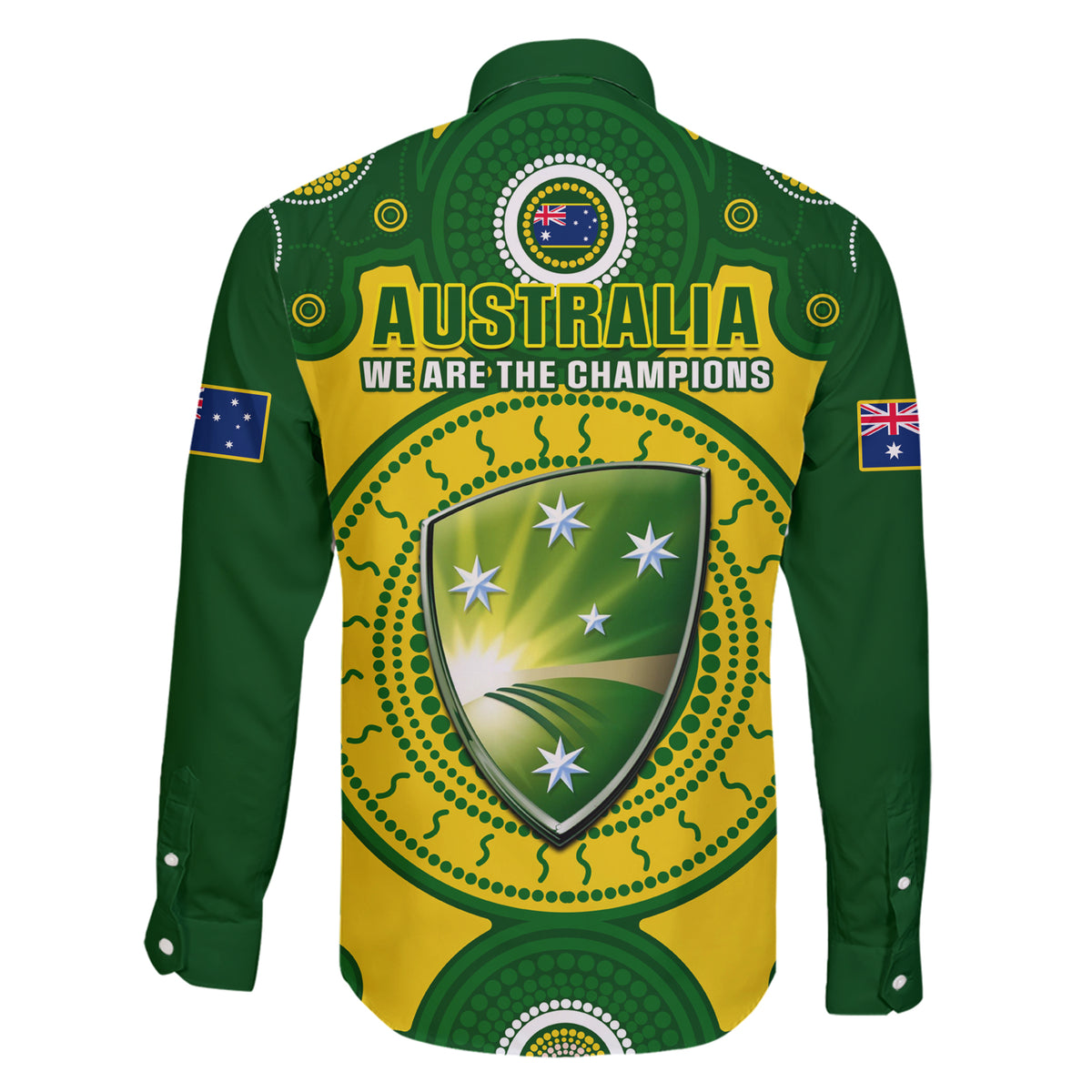 Australia Cricket Family Matching Short Sleeve Bodycon Dress and Hawaiian Shirt 2023 World Cup 6th Champions Trophy National Color - Wonder Print Shop