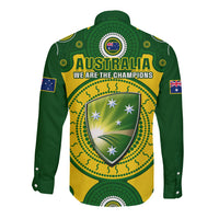 Australia Cricket Long Sleeve Button Shirt 2023 World Cup 6th Champions Trophy National Color - Wonder Print Shop