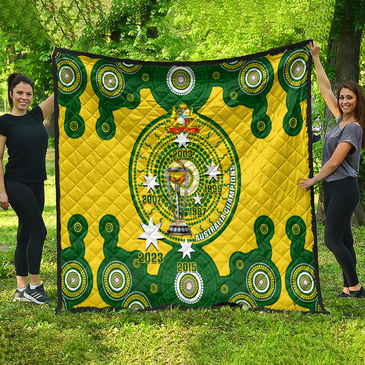 Australia Cricket Quilt 2023 World Cup 6th Champions Trophy National Color - Wonder Print Shop