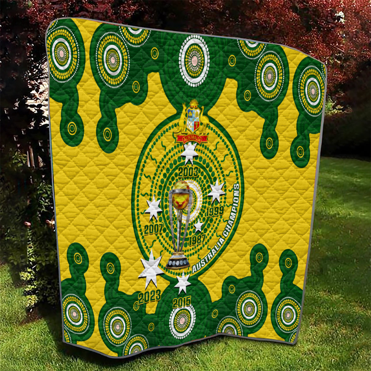 Australia Cricket Quilt 2023 World Cup 6th Champions Trophy National Color - Wonder Print Shop