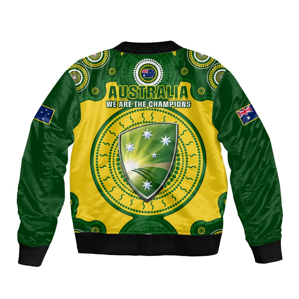 Australia Cricket Sleeve Zip Bomber Jacket 2023 World Cup 6th Champions Trophy National Color - Wonder Print Shop