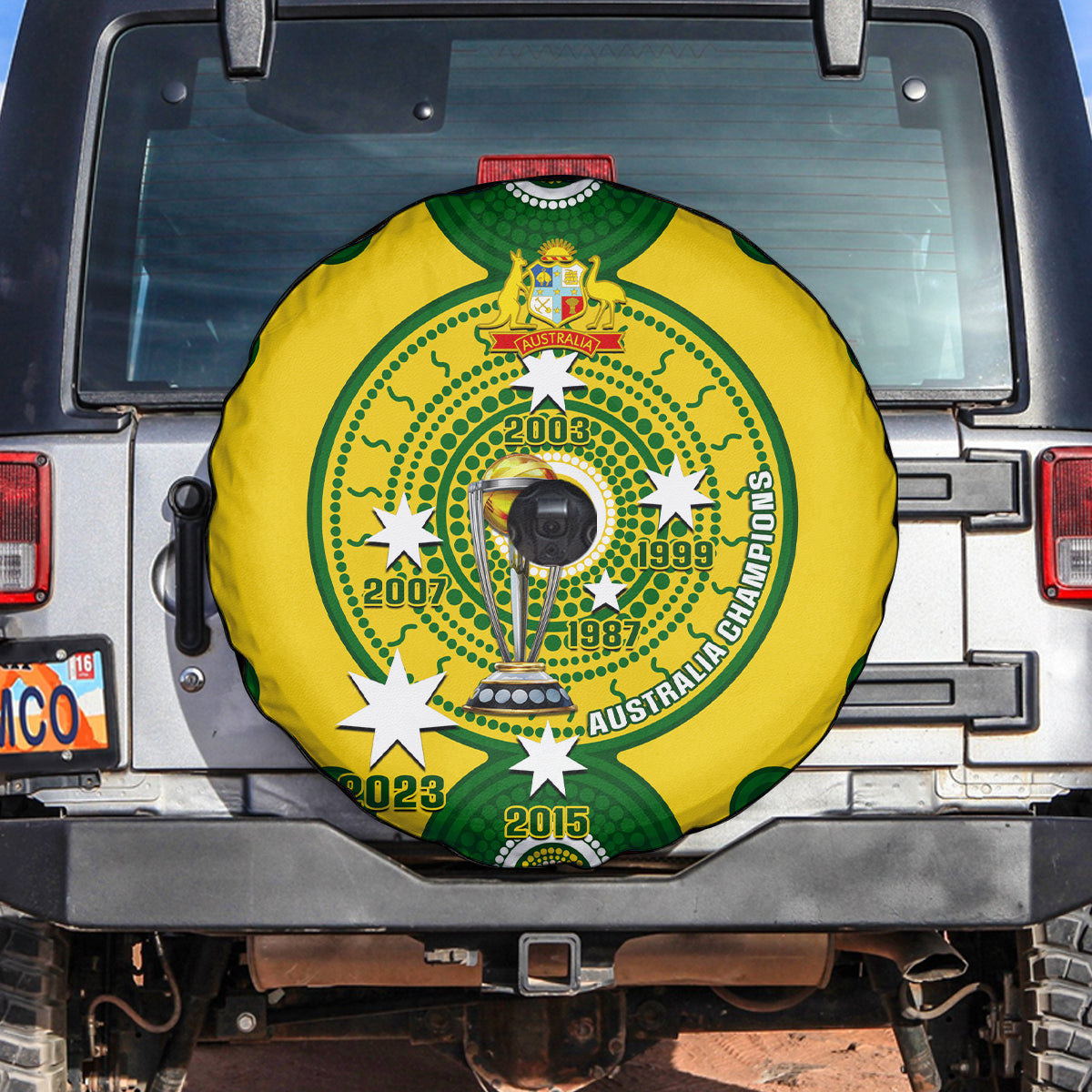 Australia Cricket Spare Tire Cover 2023 World Cup 6th Champions Trophy National Color - Wonder Print Shop