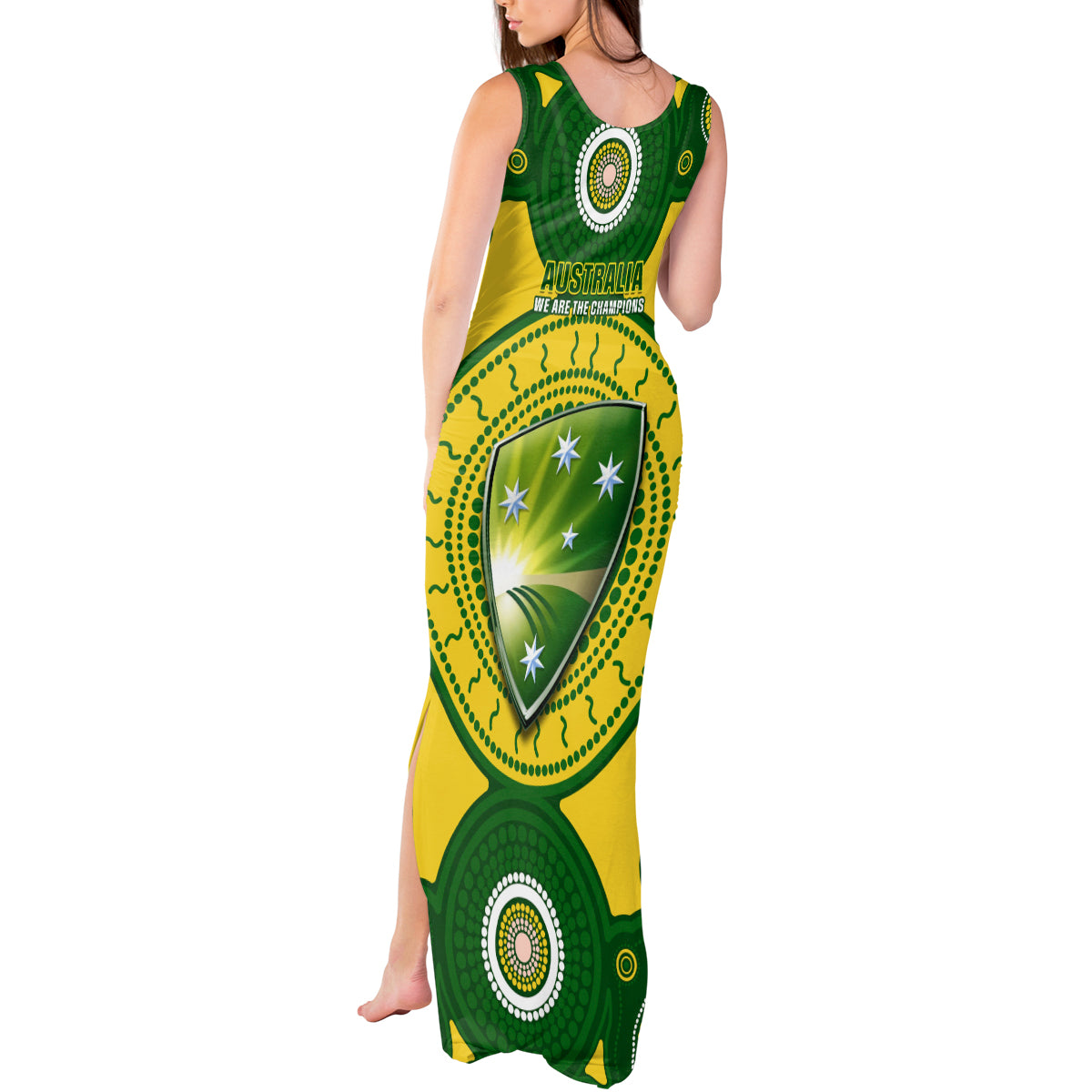 Australia Cricket Tank Maxi Dress 2023 World Cup 6th Champions Trophy National Color - Wonder Print Shop