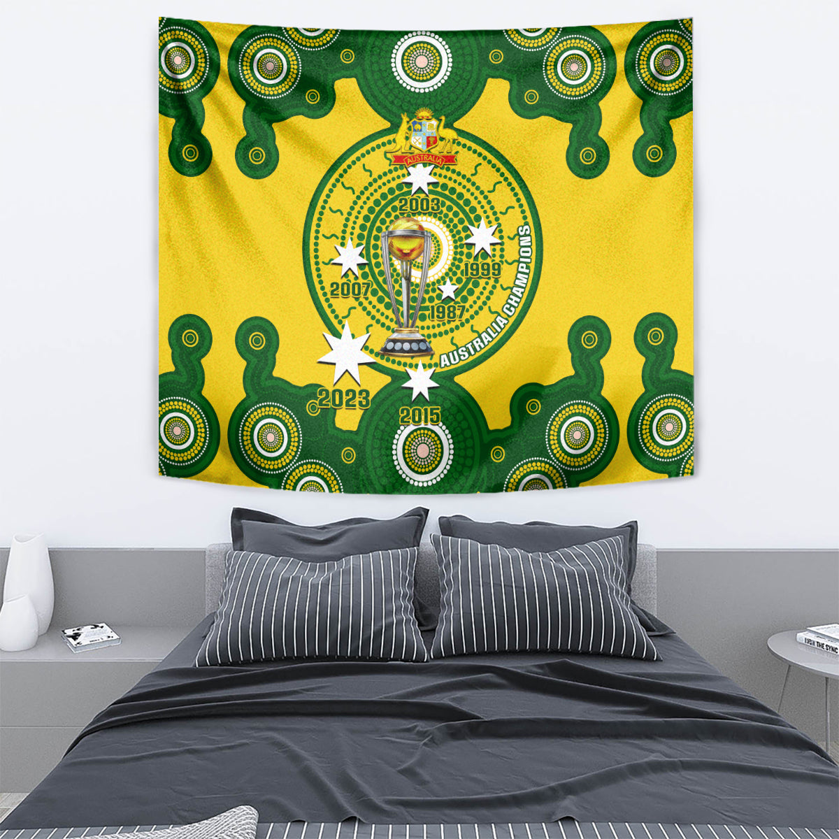 Australia Cricket Tapestry 2023 World Cup 6th Champions Trophy National Color - Wonder Print Shop
