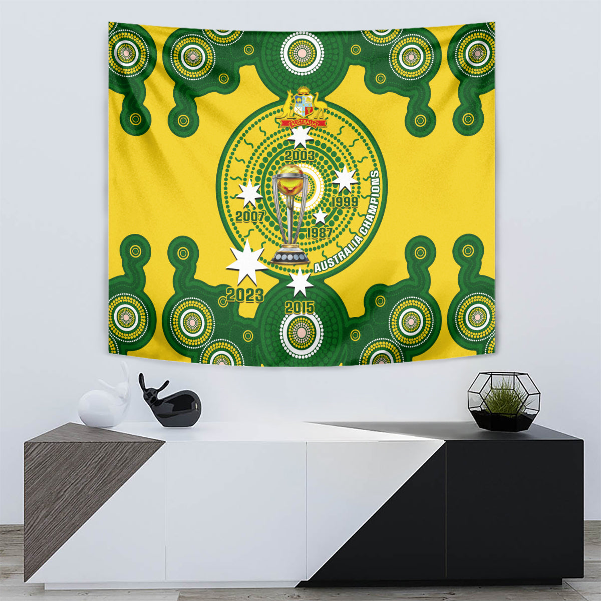 Australia Cricket Tapestry 2023 World Cup 6th Champions Trophy National Color - Wonder Print Shop