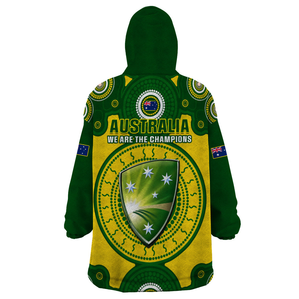 Australia Cricket Wearable Blanket Hoodie 2023 World Cup 6th Champions Trophy National Color - Wonder Print Shop