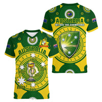 Australia Cricket Women V Neck T Shirt 2023 World Cup 6th Champions Trophy National Color - Wonder Print Shop