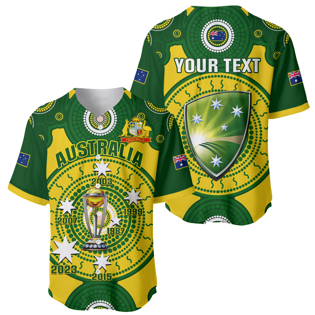 Personalised Australia Cricket Baseball Jersey 2023 World Cup 6th Champions Trophy National Color - Wonder Print Shop