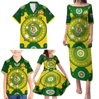 Personalised Australia Cricket Family Matching Puletasi Dress and Hawaiian Shirt 2023 World Cup 6th Champions Trophy National Color - Wonder Print Shop