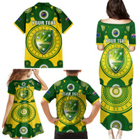Personalised Australia Cricket Family Matching Puletasi Dress and Hawaiian Shirt 2023 World Cup 6th Champions Trophy National Color - Wonder Print Shop