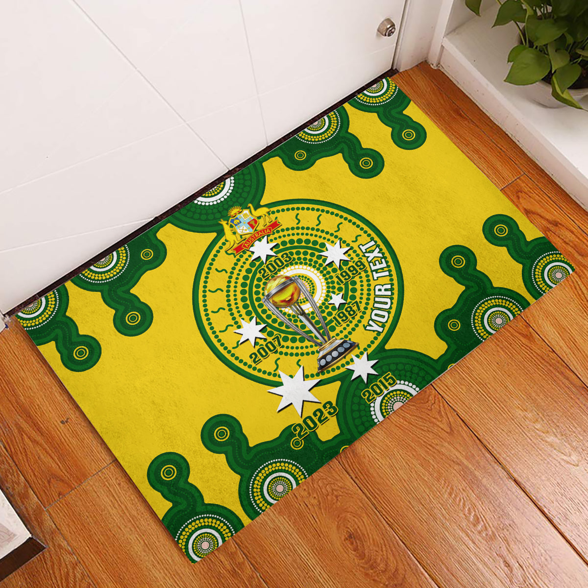 Personalised Australia Cricket Rubber Doormat 2023 World Cup 6th Champions Trophy National Color - Wonder Print Shop