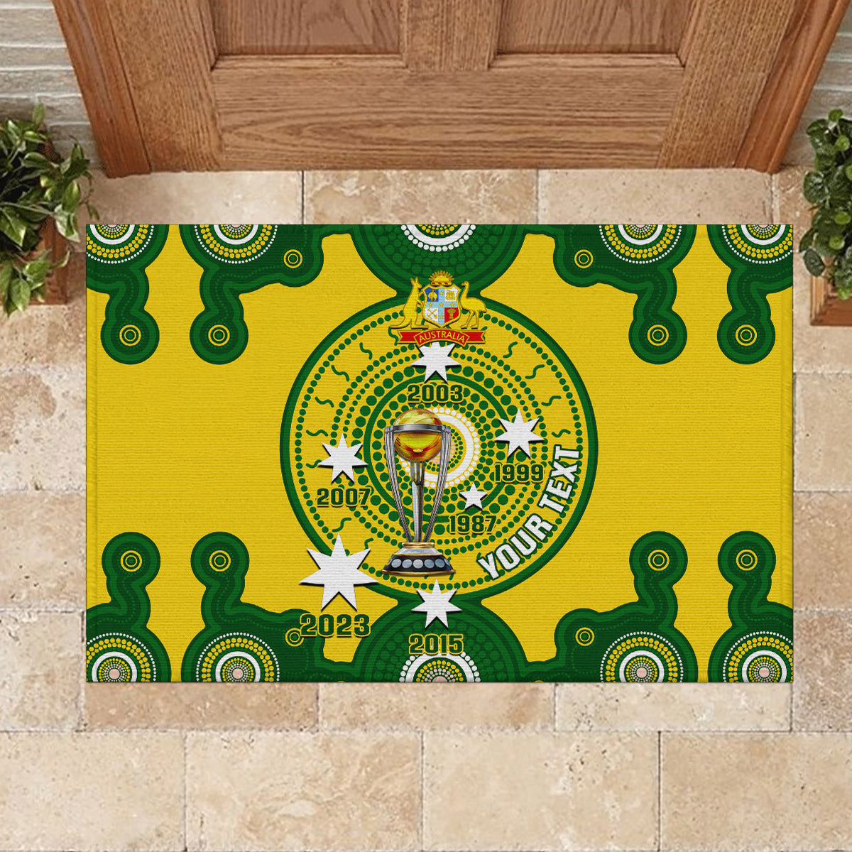 Personalised Australia Cricket Rubber Doormat 2023 World Cup 6th Champions Trophy National Color - Wonder Print Shop