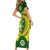 Personalised Australia Cricket Short Sleeve Bodycon Dress 2023 World Cup 6th Champions Trophy National Color - Wonder Print Shop