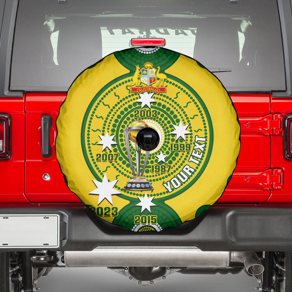 Personalised Australia Cricket Spare Tire Cover 2023 World Cup 6th Champions Trophy National Color - Wonder Print Shop