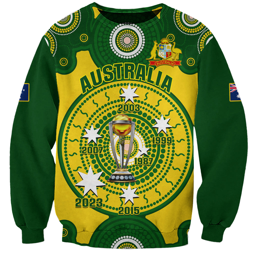 Personalised Australia Cricket Sweatshirt 2023 World Cup 6th Champions Trophy National Color - Wonder Print Shop