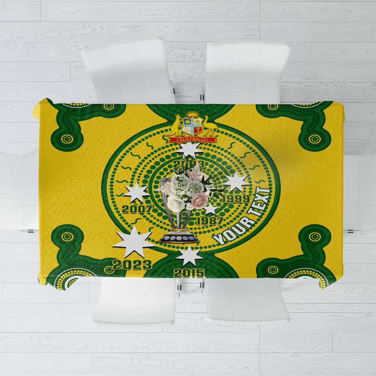 Personalised Australia Cricket Tablecloth 2023 World Cup 6th Champions Trophy National Color - Wonder Print Shop