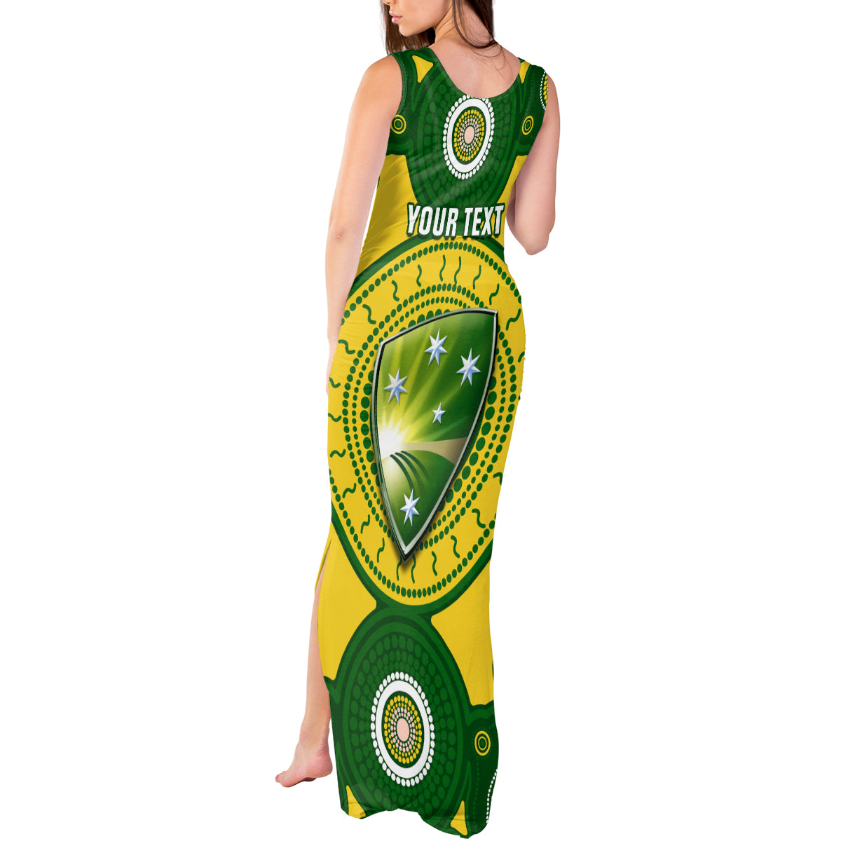 Personalised Australia Cricket Tank Maxi Dress 2023 World Cup 6th Champions Trophy National Color - Wonder Print Shop