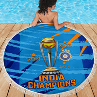 Custom India Cricket Beach Blanket 2023 World Cup 3rd Champions Proud - Wonder Print Shop