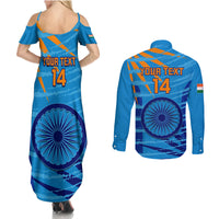 Custom India Cricket Couples Matching Summer Maxi Dress and Long Sleeve Button Shirt 2023 World Cup 3rd Champions Proud - Wonder Print Shop