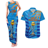 Custom India Cricket Couples Matching Tank Maxi Dress and Hawaiian Shirt 2023 World Cup 3rd Champions Proud - Wonder Print Shop