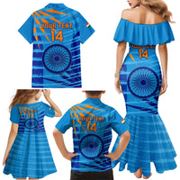 Custom India Cricket Family Matching Mermaid Dress and Hawaiian Shirt 2023 World Cup 3rd Champions Proud - Wonder Print Shop