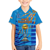 Custom India Cricket Family Matching Off Shoulder Long Sleeve Dress and Hawaiian Shirt 2023 World Cup 3rd Champions Proud - Wonder Print Shop