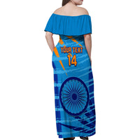 Custom India Cricket Family Matching Off Shoulder Maxi Dress and Hawaiian Shirt 2023 World Cup 3rd Champions Proud - Wonder Print Shop