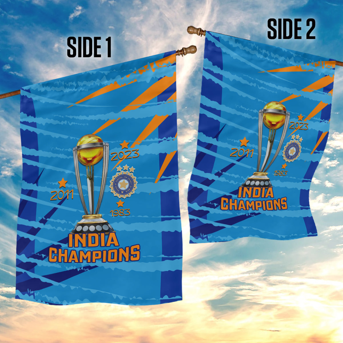 Custom India Cricket Garden Flag 2023 World Cup 3rd Champions Proud - Wonder Print Shop