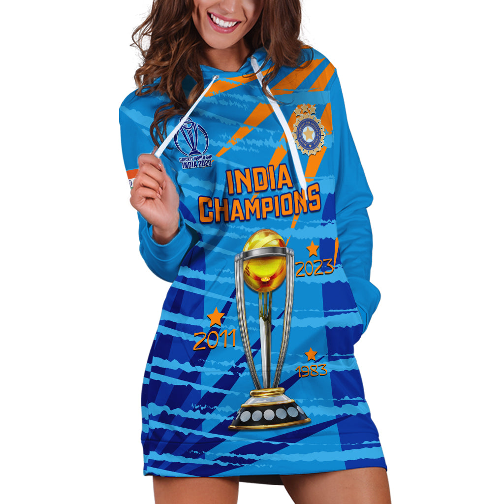 Custom India Cricket Hoodie Dress 2023 World Cup 3rd Champions Proud - Wonder Print Shop